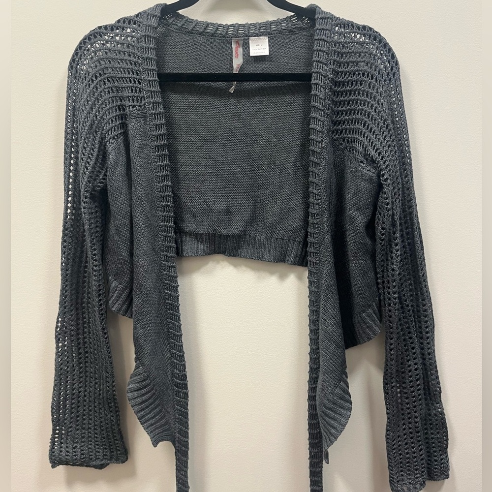 Capezio Knitwear Cropped Open-Knit Cardigan - Size Large